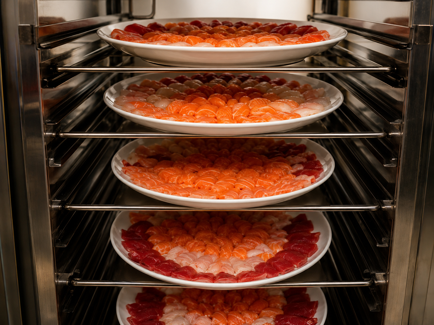 Fresh sushi rolls ready for sale